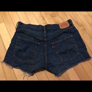 Levis 501 distressed jean shorts